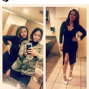 Black Xtaren brand dress with bling cuffs size L